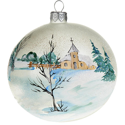 Palla per albero di Natale paesaggio innevato 10 cm 1