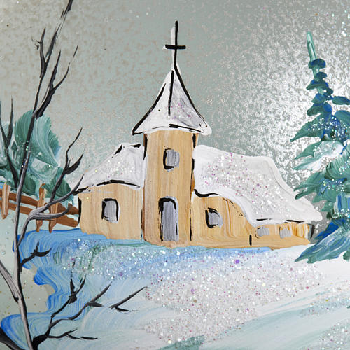 Palla per albero di Natale paesaggio innevato 10 cm 3