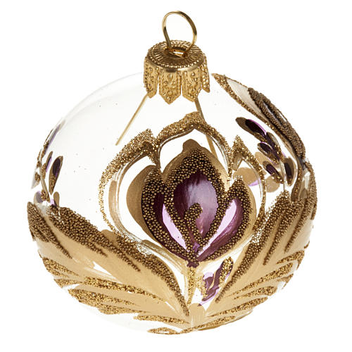 Palla per albero di Natale vetro oro fucsia 6 cm 1
