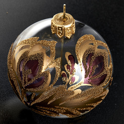 Palla per albero di Natale vetro oro fucsia 6 cm 2