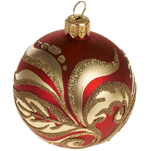 Decoro Albero Natale, palla vetro rossa oro 6 cm 1