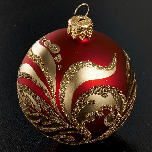 Christmas tree glass bauble, red and gold 6cm 2