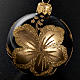 Christmas tree glass bauble, black and gold flower 6cm s2