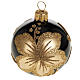 Decoro Albero Natale, palla vetro nero fiore oro 6 cm s1