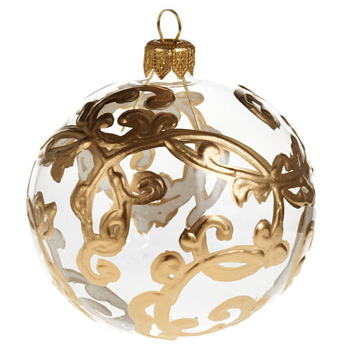 Christmas tree bauble glass with golden decorations, 8cm 1
