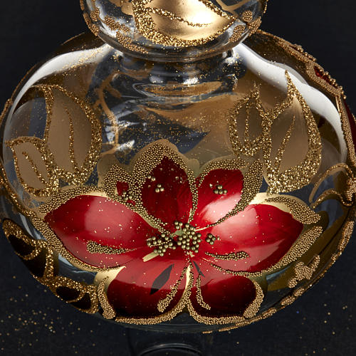 Cimier sapin de Noël verre transparent décors or/rouge 3