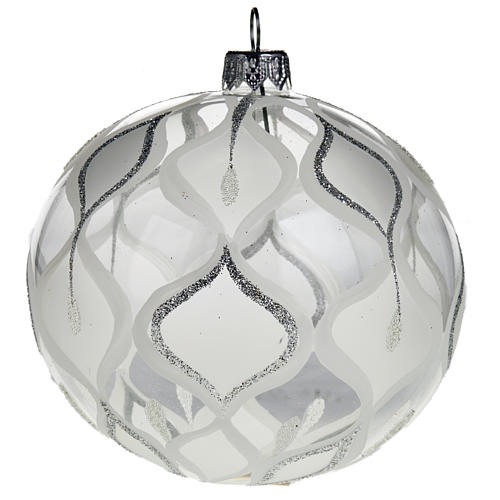 Christmas tree bauble, silver blown glass 10cm 1