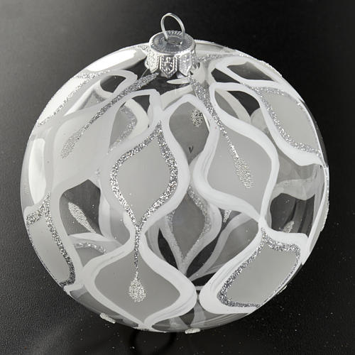 Árbol de Navidad, bola de vidrio soplado plateada 10 cm. 2