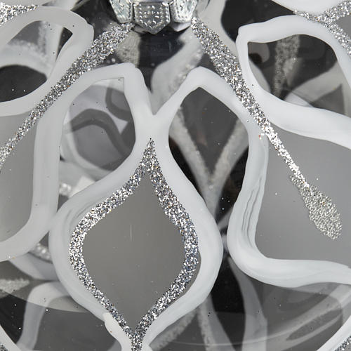 Decoro Albero Natale, palla vetro soffiato argentata 10 cm 3