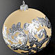 Christmas tree bauble, silver and ivory blown glass 10cm s3