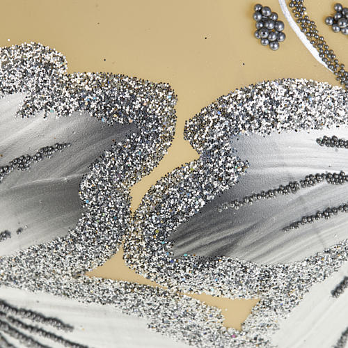 Dekoracja na choinkę bombka szkło kość słoniowa posrebrzana 10 cm 2