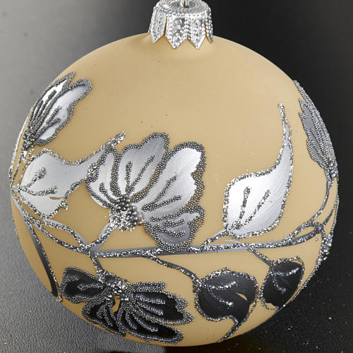 Christmas tree bauble, silver and ivory blown glass 8cm 2