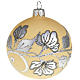 Christmas tree bauble, silver and ivory blown glass 8cm s1
