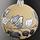 Christmas tree bauble, silver and ivory blown glass 8cm s2