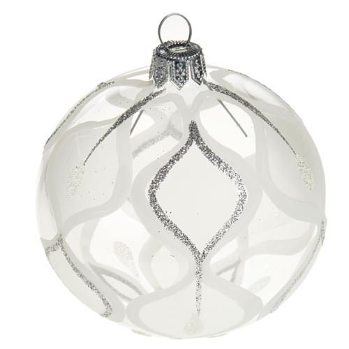 Christmas tree bauble glass with silver decorations, 8cm 1