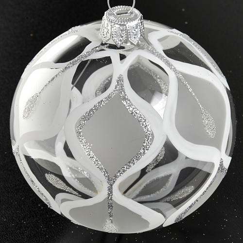 Christmas tree bauble glass with silver decorations, 8cm 2