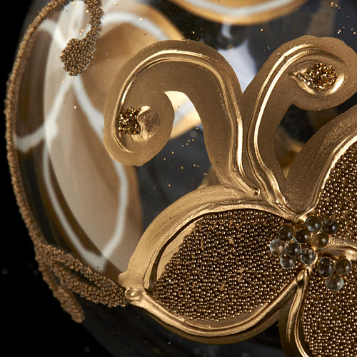 Decoro Albero Natale, palla vetro fiore oro 8 cm 3