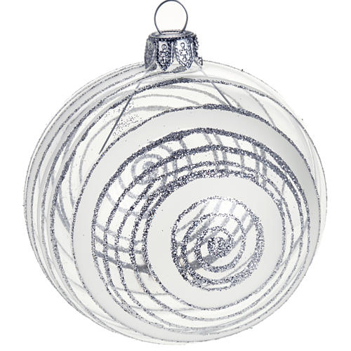 Christmas tree bauble in glass with silver decor 8cm 1