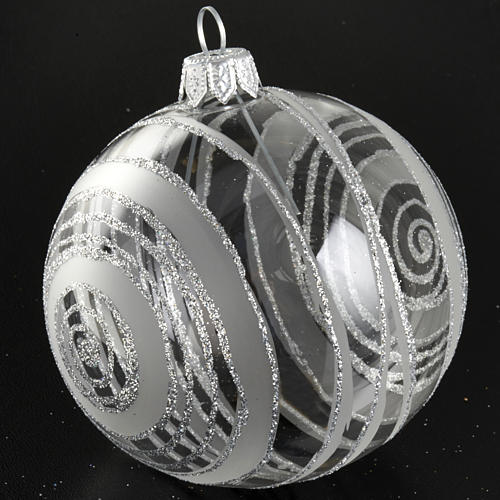 Christmas tree bauble in glass with silver decor 8cm 3