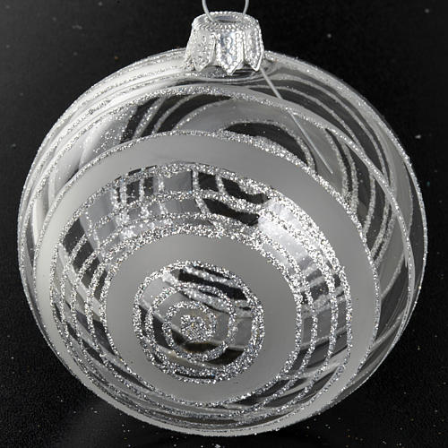 Christmas tree bauble in glass with silver decor 8cm 2