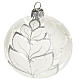 Christmas tree bauble glass silver leaves, 8cm s1