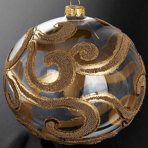 Boule De Noel Décorée Or Verre Transparente 15 Cm