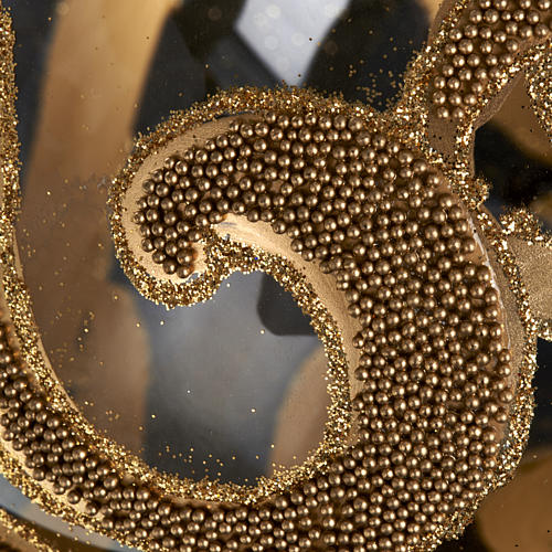 Boule de Noel décorée or verre transparente 15 cm 3
