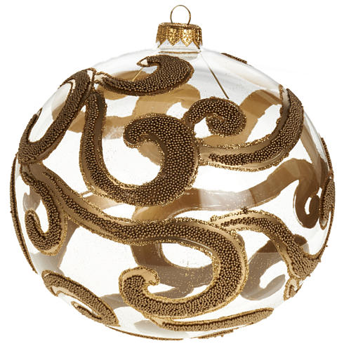 Decoro Albero Natale, palla vetro oro trasparente 15 cm 1