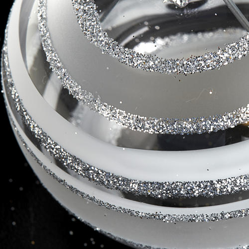 Boule de Noel décorée argent verre transparente 10 3