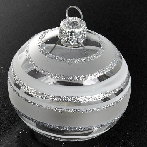 Decoro Albero Natale, palla vetro argento 10 cm 2