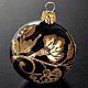 Boule de Noel décorée or verre noir 6 cm s2