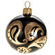 Christmas tree bauble in blown glass, black with gold decor 6cm s1
