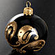 Christmas tree bauble in blown glass, black with gold decor 6cm s2