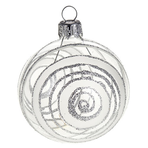 Boule de Noel décorée argent glitter 6 cm 1