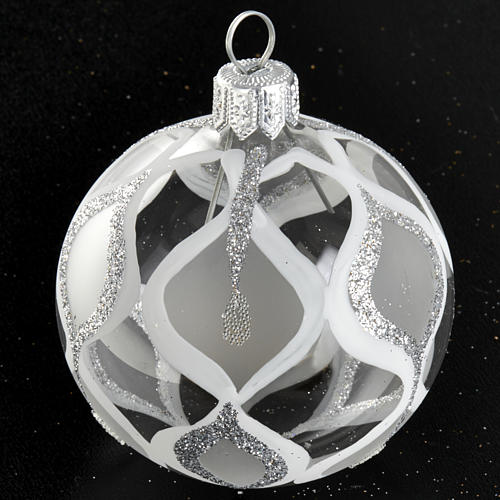 Árbol Navidad, bola de vidrio transparente plateada con g 2