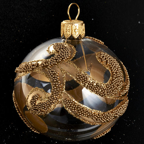 Boule sapin de Noel décorée or glitter 6 cm 2