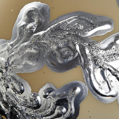 Boule de Noel décorée argent verre ivoire 6 cm 3