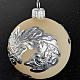 Boule de Noel décorée argent verre ivoire 6 cm s2
