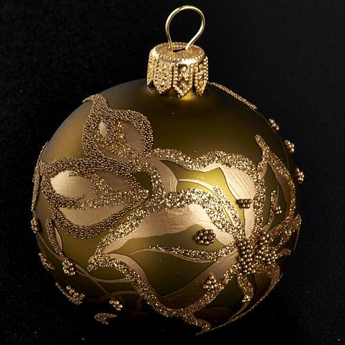 Boule de Noel décorée glitter verre or 6 cm 2