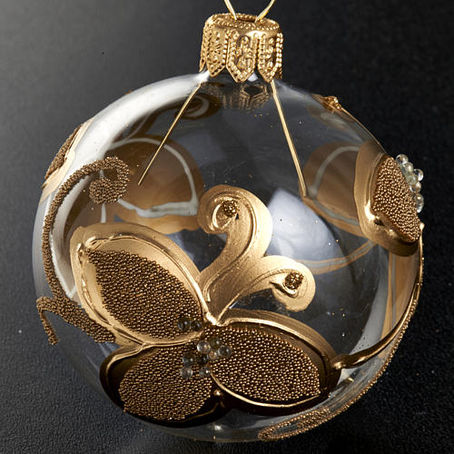 Boule de Noel décorée fleurs or 6 cm  vente en ligne sur HOLYART