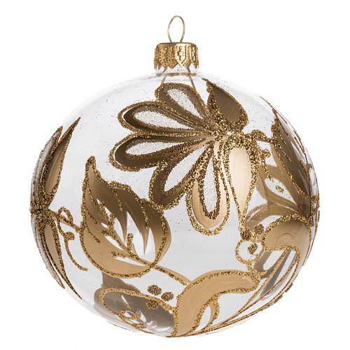 Palla Natale per albero vetro soffiato trasparente oro 10 cm 1