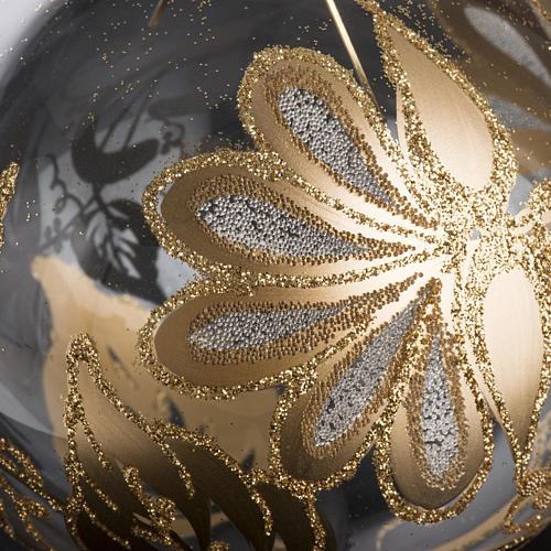 Palla Natale per albero vetro soffiato trasparente oro 10 cm 3