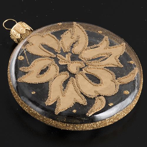 Bombka bożonarodzeniowa na choinkę szkło medalion przezroczysty złoto 8 cm 3