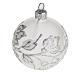 Palla Natale per albero vetro soffiato argento bianco 6 cm s1