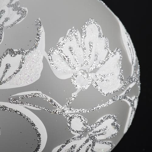 Palla Natale per albero vetro soffiato argento bianco 8 cm 3