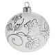 Bauble for Christmas tree, blown glass, silver and white 8cm s1