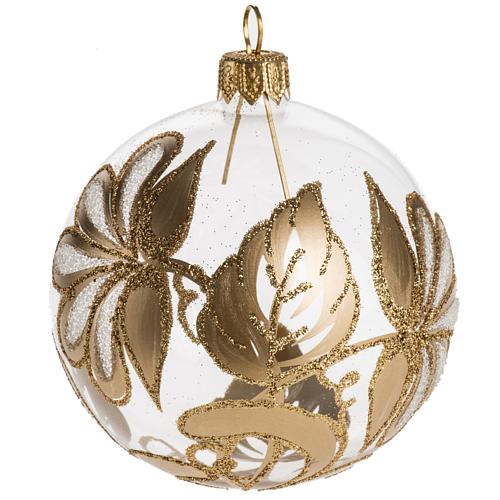 Bauble for Christmas tree in transparent and gold blown glass, 8 1