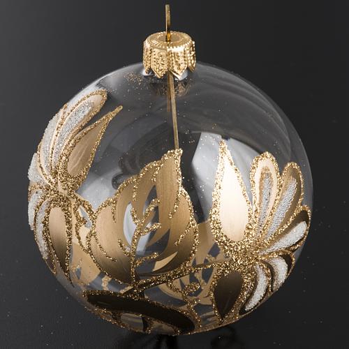 Bauble for Christmas tree in transparent and gold blown glass, 8 2