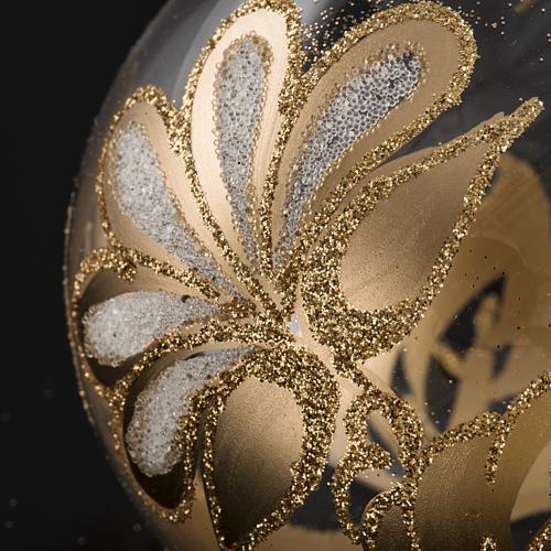 Bauble for Christmas tree in transparent and gold blown glass, 8 3