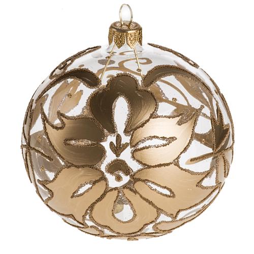 Palla Natale per albero vetro trasparente oro 10 cm 1